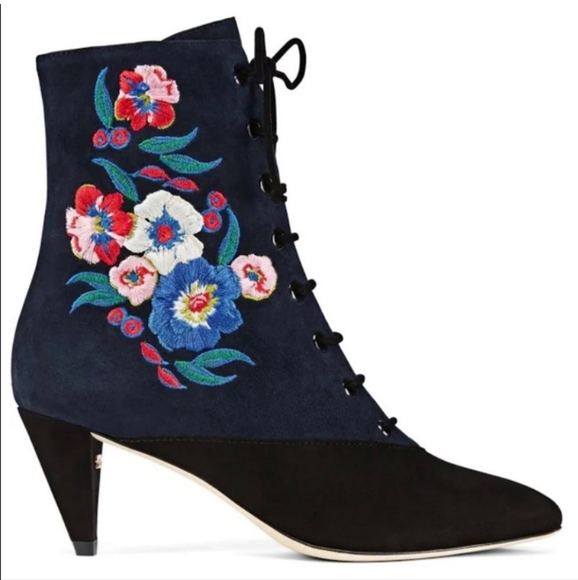 Tory Burch Cassidy embroidered ankle boots 10 - Picture 1 of 7